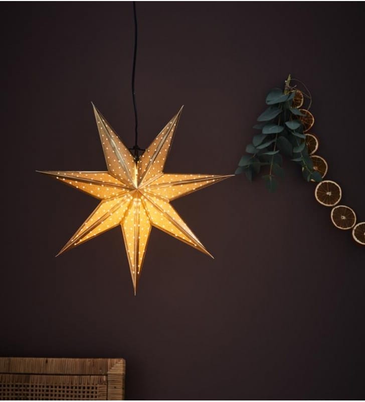Gwiazda świąteczna z papieru Glitter złota 45cm dekoracja wisząca bożonarodzeniowa 1xE14