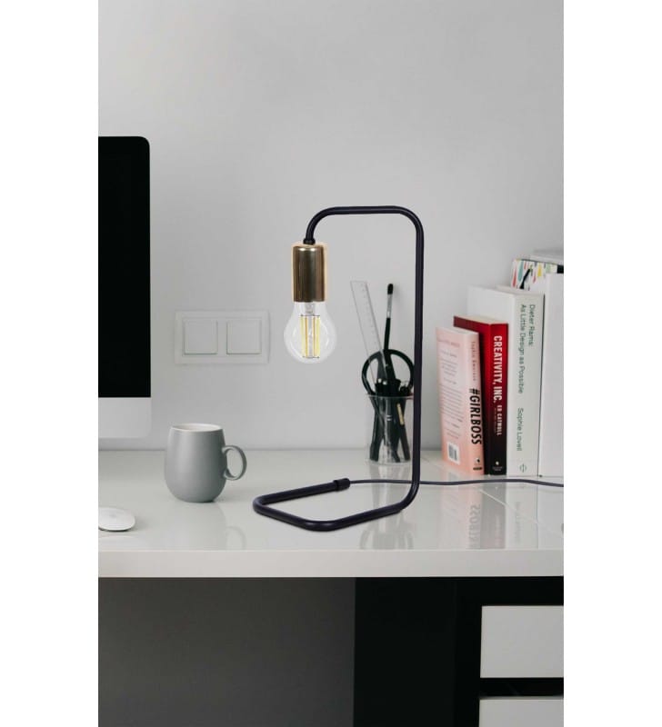 Nowoczesna minimalistyczna lampa stołowa bez klosza Kuga metal