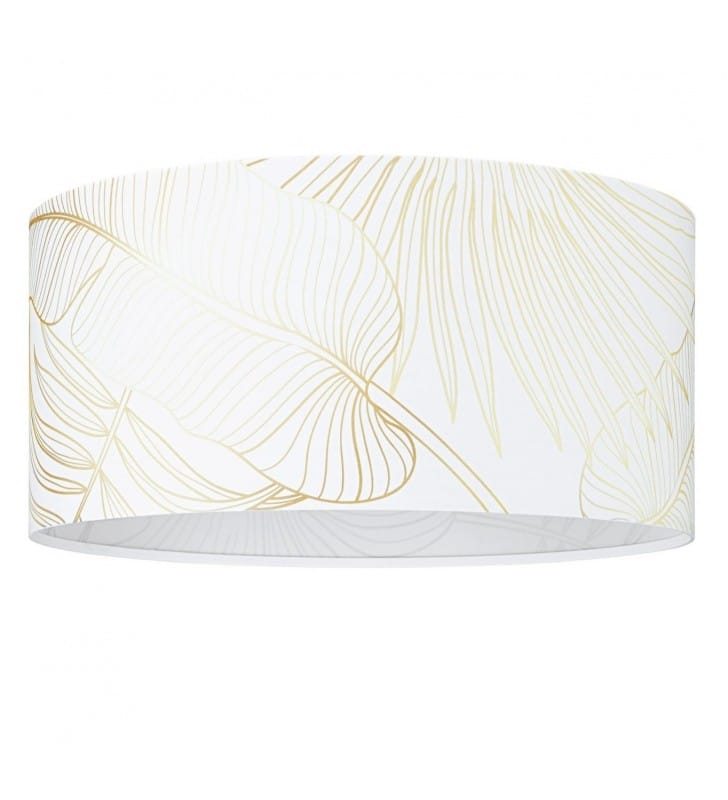 Plafon Bucamaranga biały abażur ze złotym wzorem liście do sypialni salonu 47cm