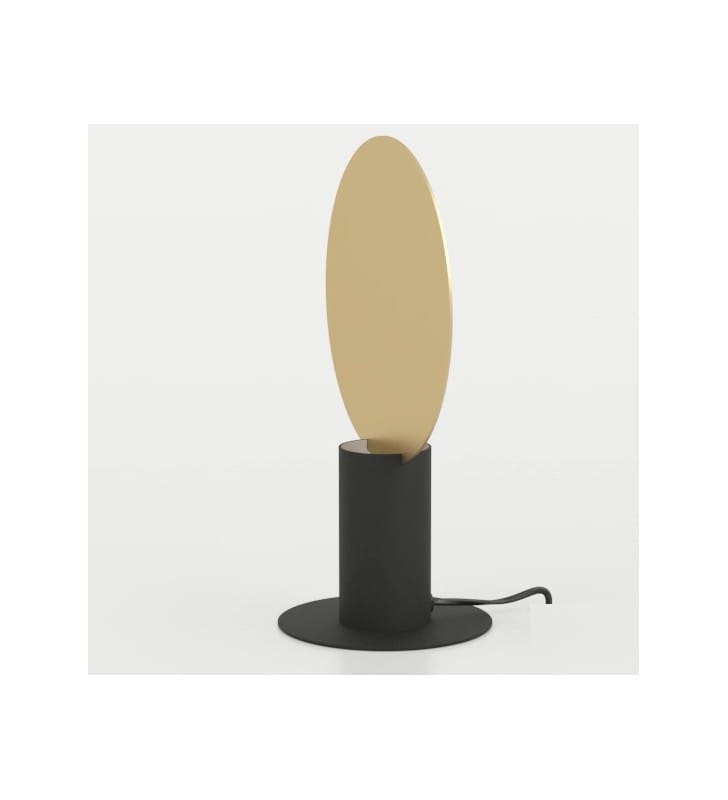 Minimalistyczna oryginalna nowoczesna lampa stołowa Sarona czarna złoty dysk 1xGU10