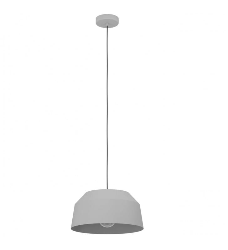 Metalowa szara 38cm lampa wisząca Contrisa klosz geometryczny z otwartą górą nad stół do kuchni i jadalni styl skandynawski