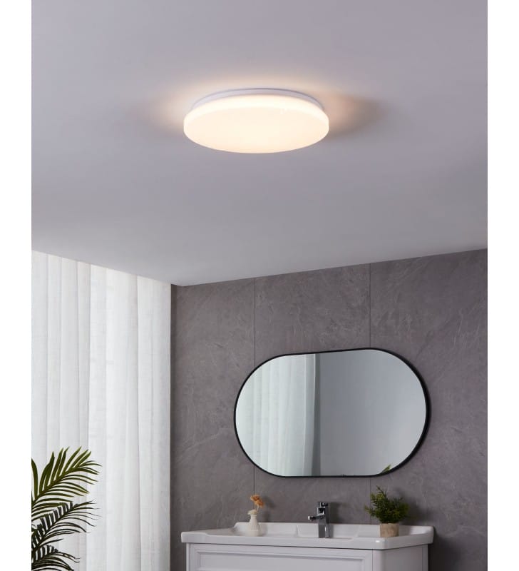 Okrągły biały plafon łazienkowy Frania-S LED 3000K 31cm z efektem kryształowego blasku