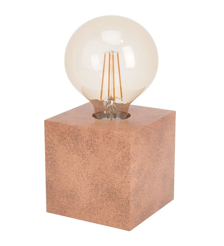 Mała lampa stołowa Prestwick2 metalowa kostka kasztanowa minimalistyczna