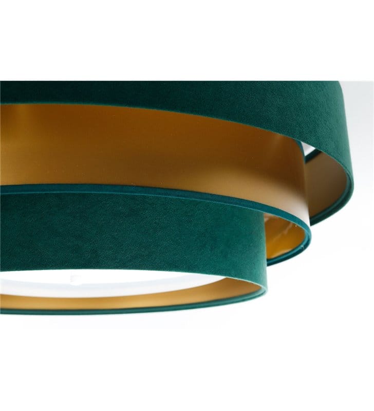 Okrągły nowoczesny zielono złoty plafon z materiału Jocelyn 60cm 2xE27