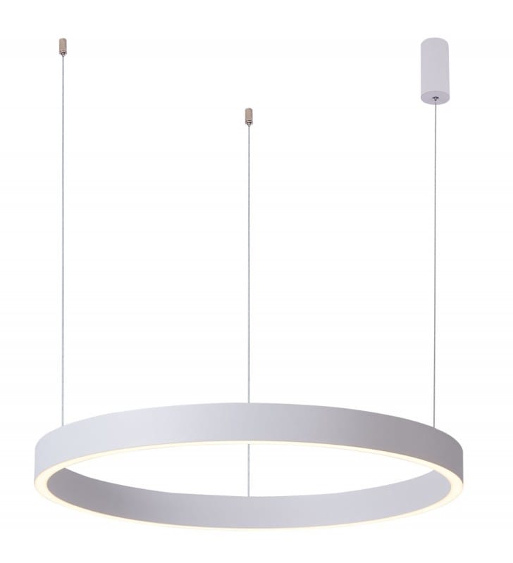 Biała duża 80cm lampa wisząca Brasco Down LED pojedynczy pierścień do salonu