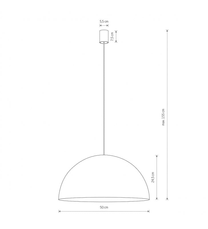 50cm lampa wisząca do jadalni Hemisphere Super czarna kopuła z białym wnętrzem 4xGX53