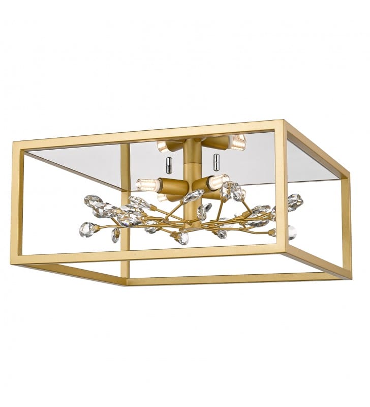 Lampa sufitowa Spring złota dekoracyjna gałązki kwadratowa do salonu sypialni