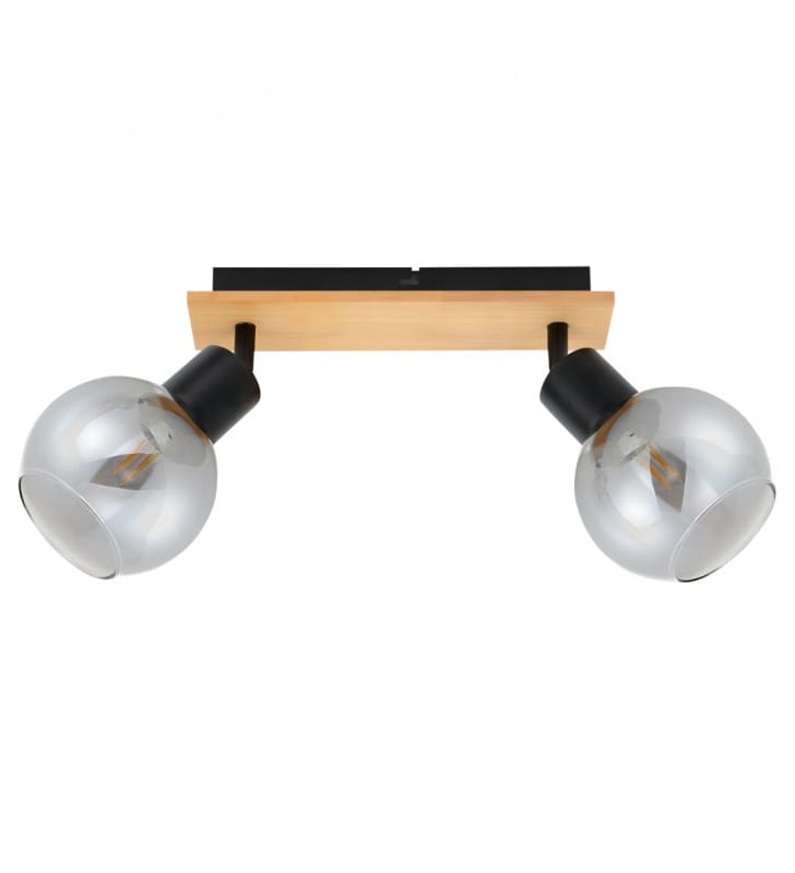2 pkt. lampa sufitowa Barel drewno czarny metal szklane klosze