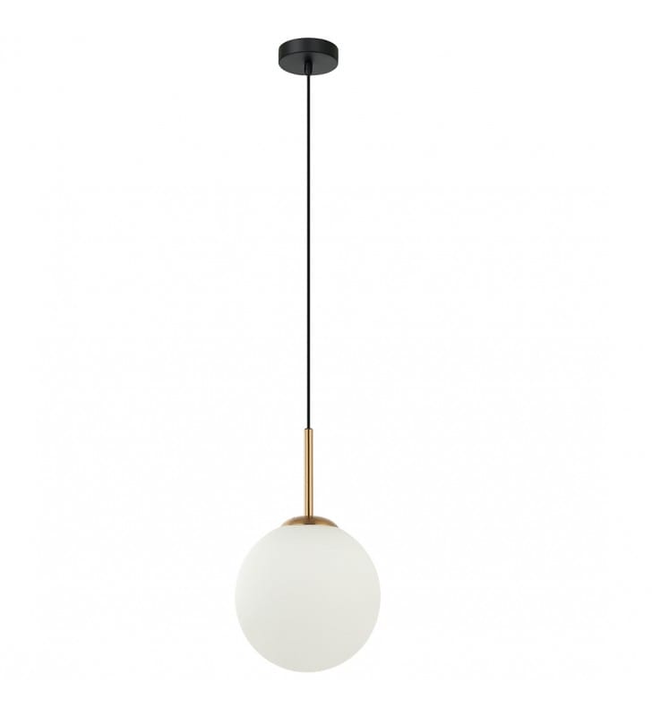 20cm biała szklana kula lampa wisząca Deore metal brąz antyczny do sypialni Italux