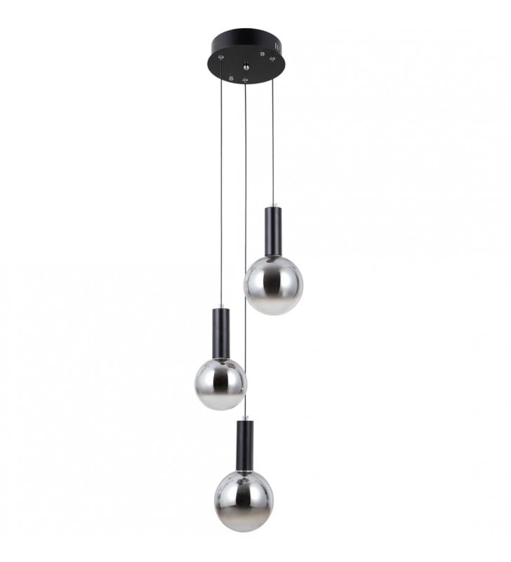 3 zwisowa czarna stylowa lampa wisząca Strela LED szklane kule
