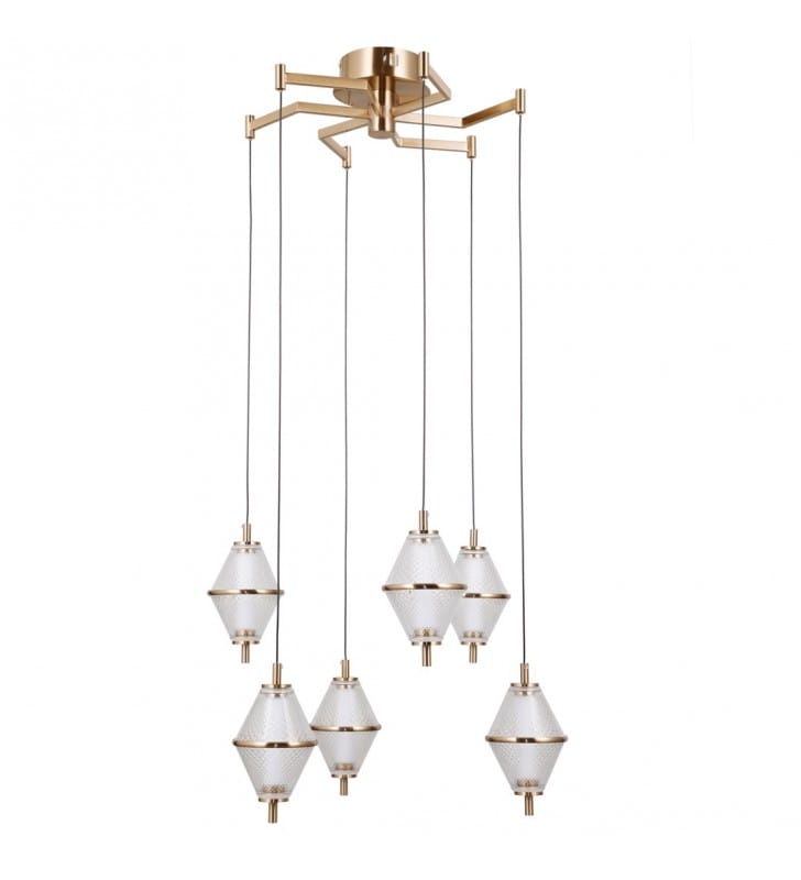 Fuente LED stylowa złota lampa wisząca z dekoracyjnymi kloszami do salonu