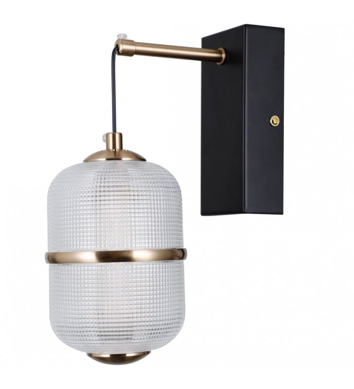 Czarno złota lampa ścienna Alani LED wiszący szklany klosz do salonu sypialni
